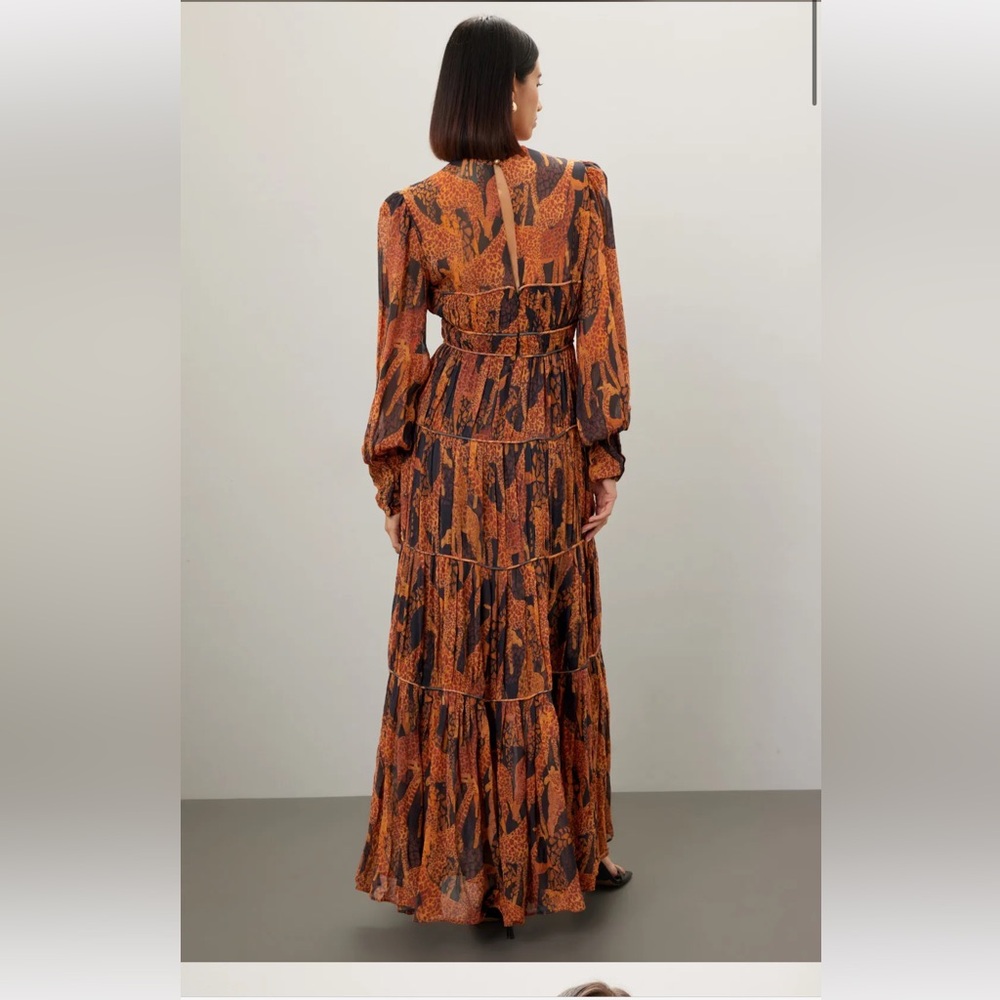 🔥 farm Rio Giraffes Puff Sleeves Maxi DRESS EUC - Picture 4 of 4